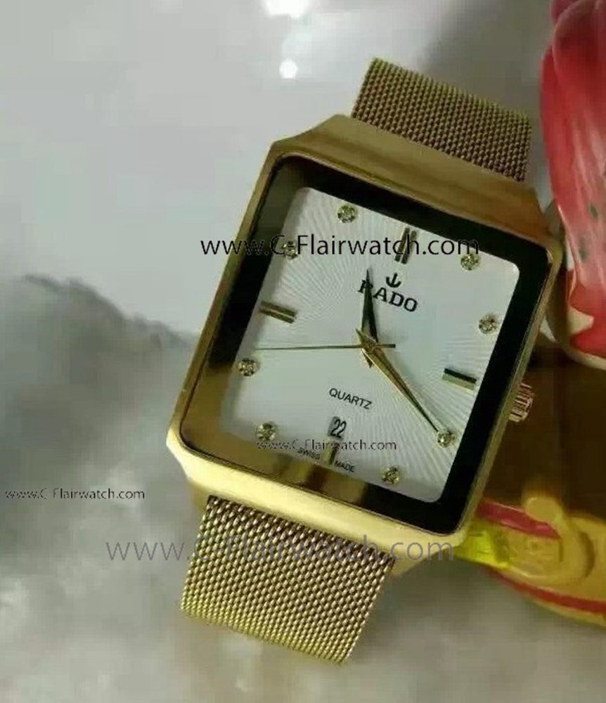 Rado Copy Watches Centrix Yellow Gold White Dial Mens Watch Rado Copy Watches Centrix Yellow Gold White Dial Mens Watch